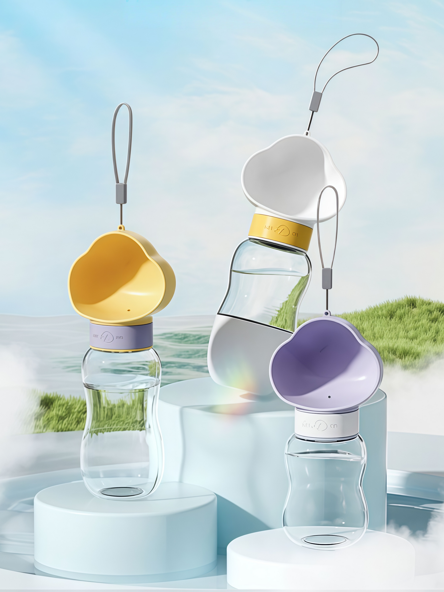 Twist-Release Portable Dog Water Bottle with Wide Drinking Trough